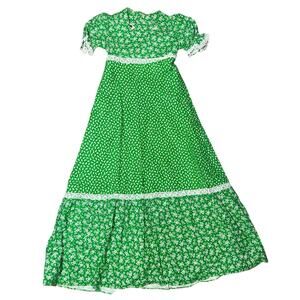 Pal-O-mino vintage 70s girl green lacey prairie cottagecore dress girl 10/11